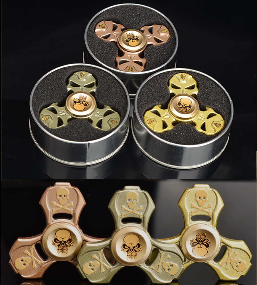 SKULL Style Aluminum Metal Fidget Spinner Stress Reducer Toy for Autism Adult, Child (Mix Color)